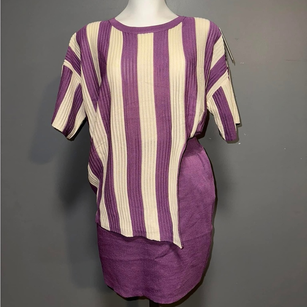 Purple and Cream Striped top & skirt